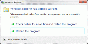 windows explorer has stopped working