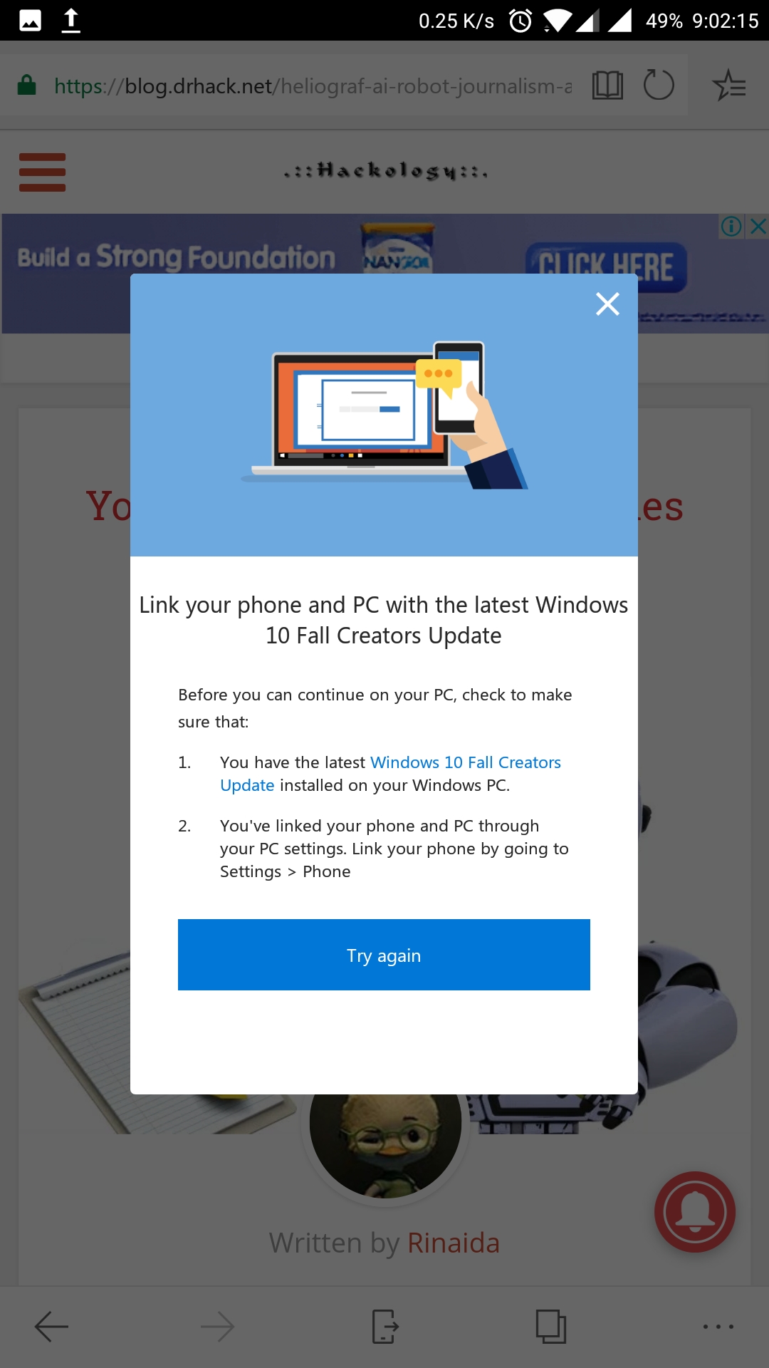 Link Microsoft Edge Android with Windows 10 PC