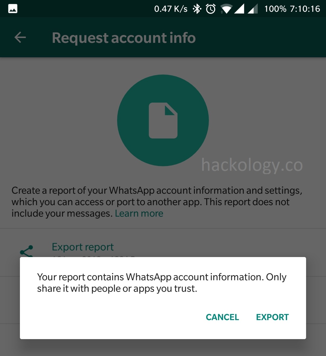 Export WhatsApp Account Info