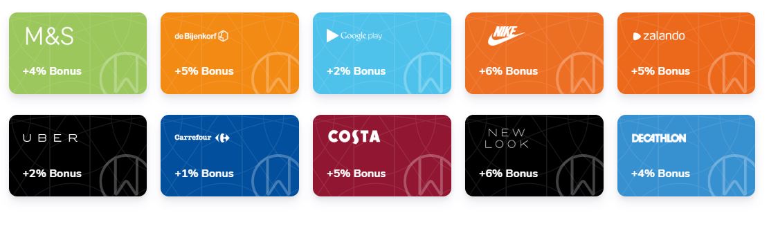 Bonus on Brands using Coinbase WeGift