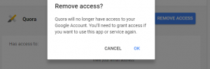 Remove Quora Access Google