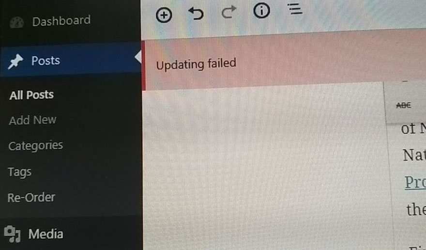 Update failed error