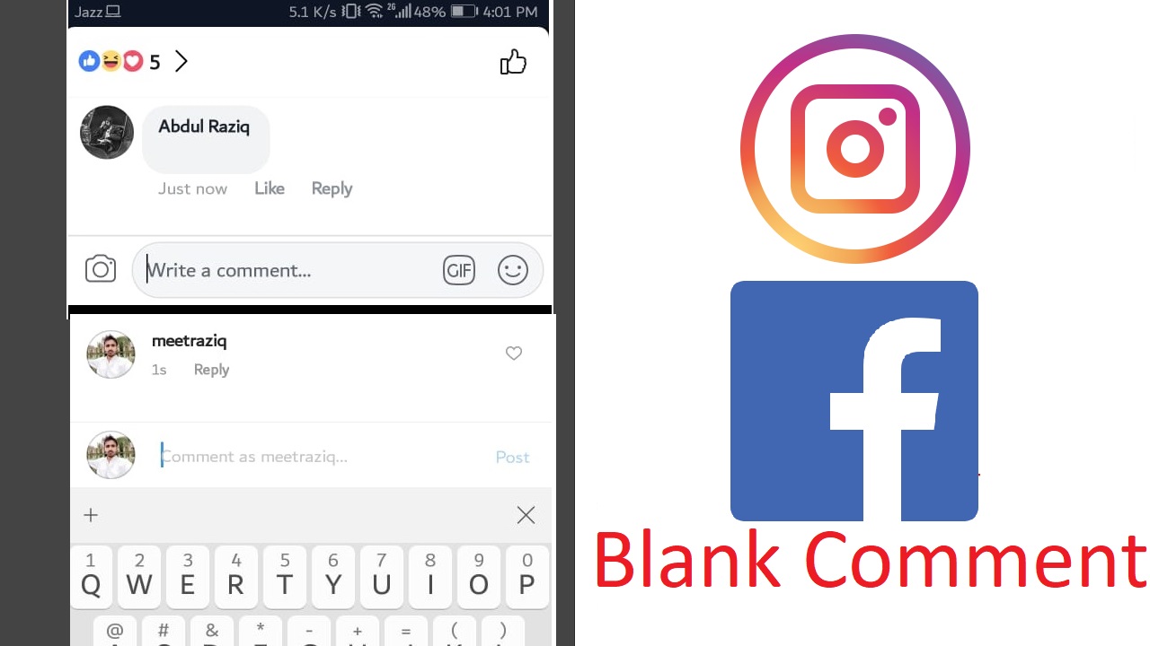 How to make a Blank Comment on Instagram/Facebook