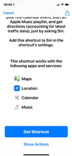 Siri Shortcut Show Action Hackers
