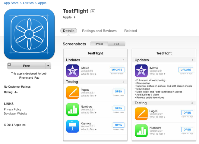 TestFligh iTunes App