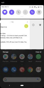 Android Q notifications swiping to the left