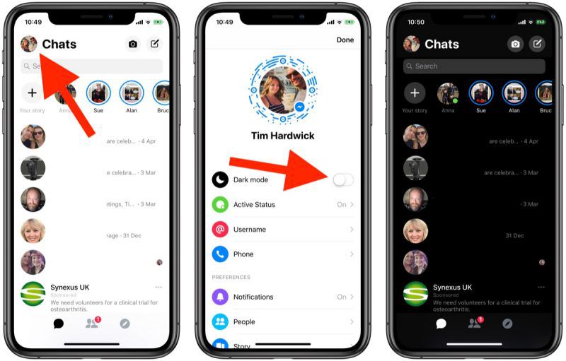 How to ENable Dark Mode on Facebook Messenger in iphone