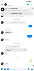Dark Mode Enabled on Facebook Messenger