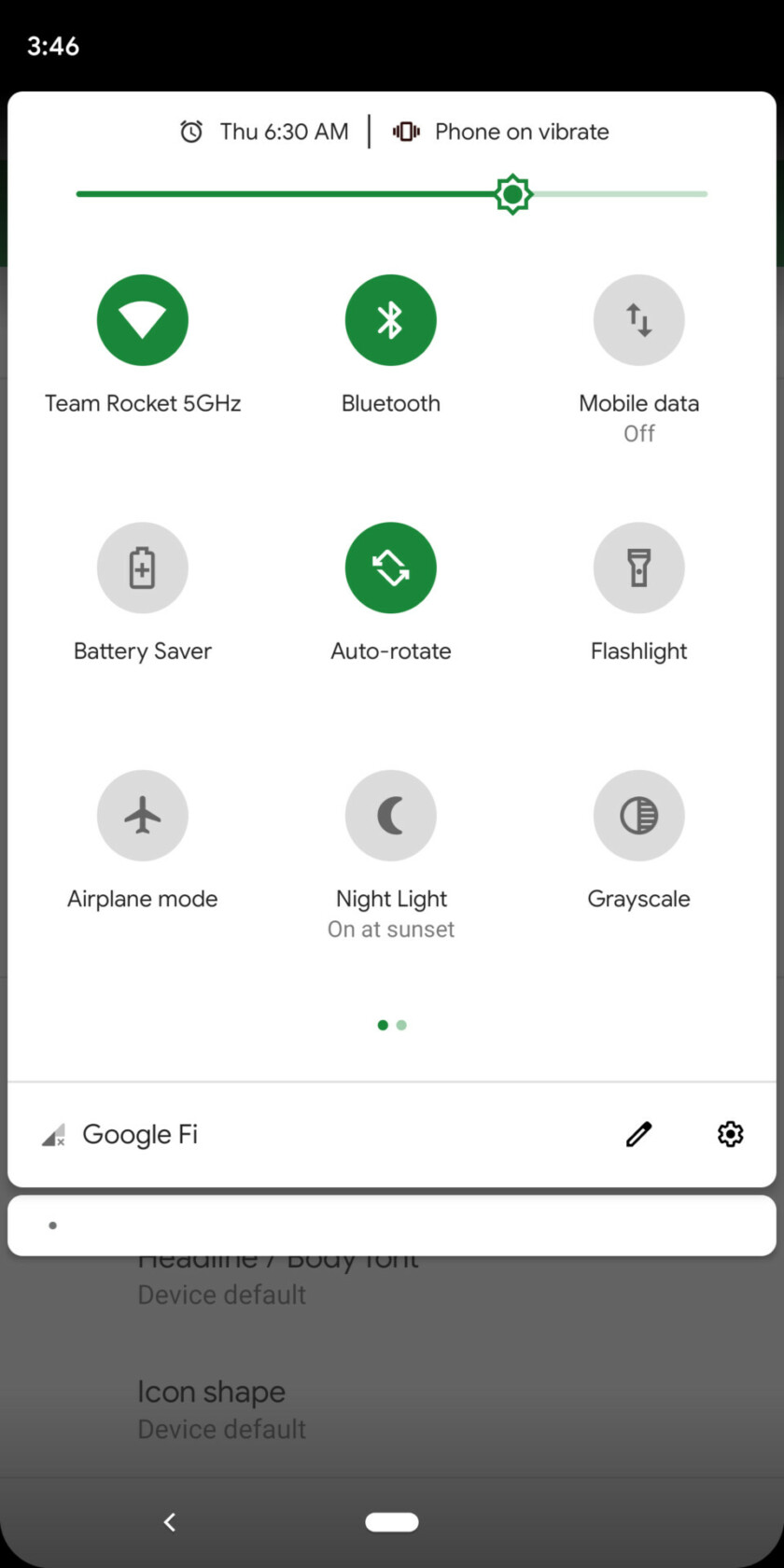android Q accent color green