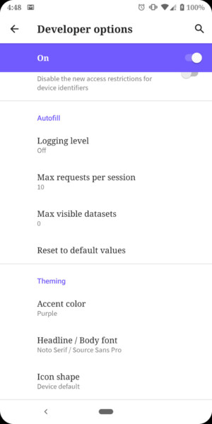 android Q font settings
