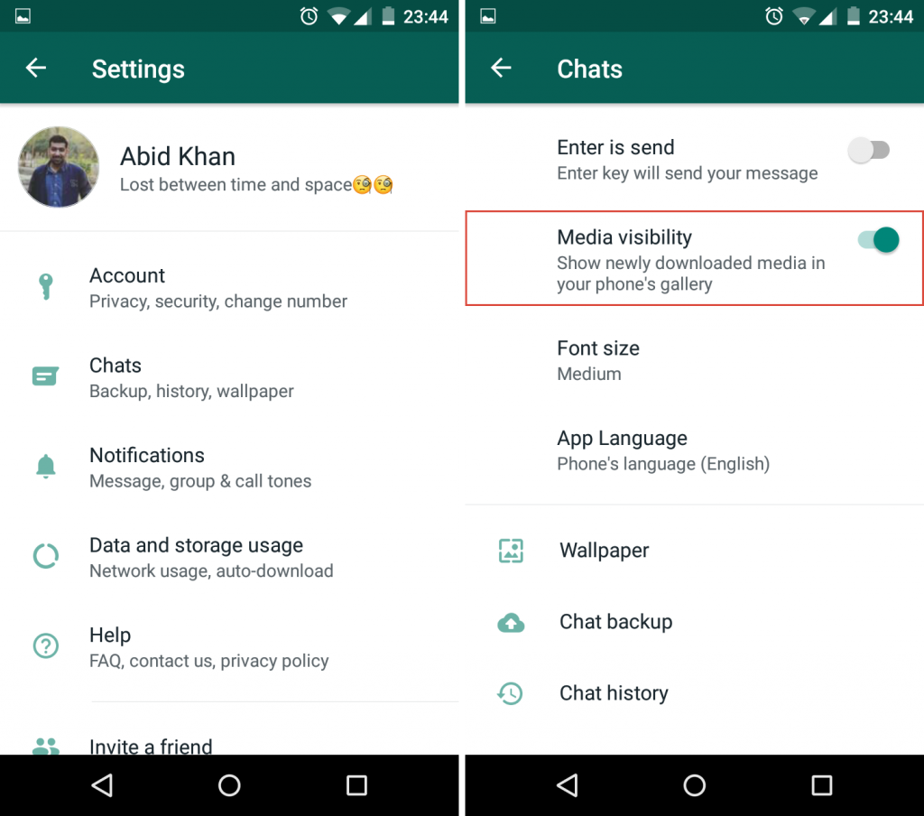 WhatsApp Hide All Media from Gallery in Android
