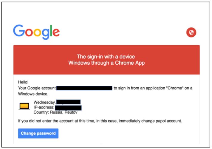 Fake Email sent to Hack Gmail Account