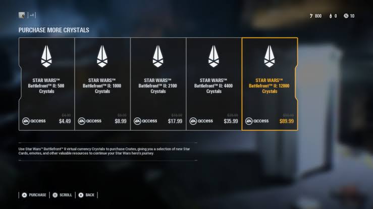 StarWars Crystals to Buy Loot Boxes
