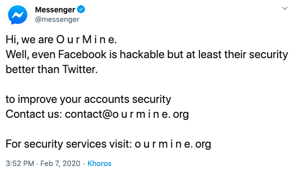 Messenger Hacked OURMine