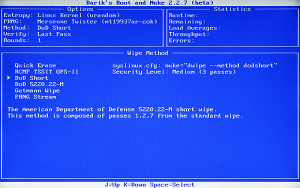 dban methods to wipe data