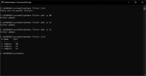 PktMon Port Filter List