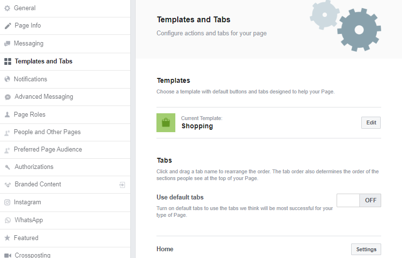 Enable Facebook Shop Template and Tabs