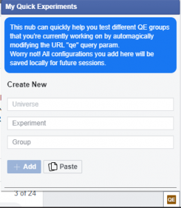 My Quick Experiments Facebook QE