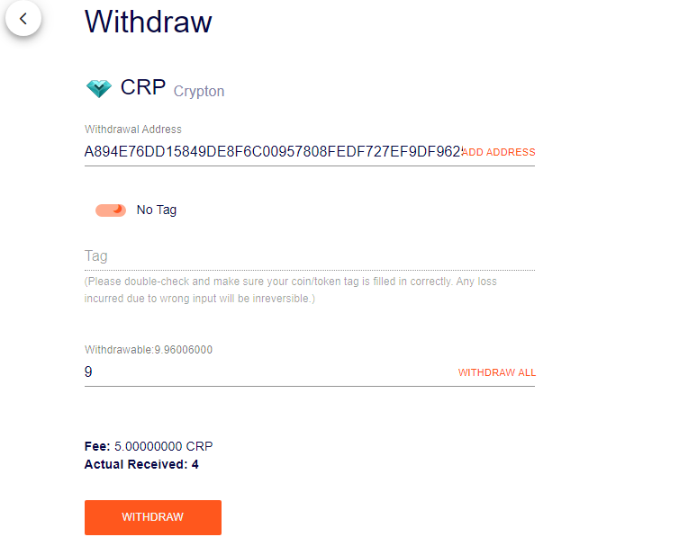 CRP Exchange Withdraw Public Key