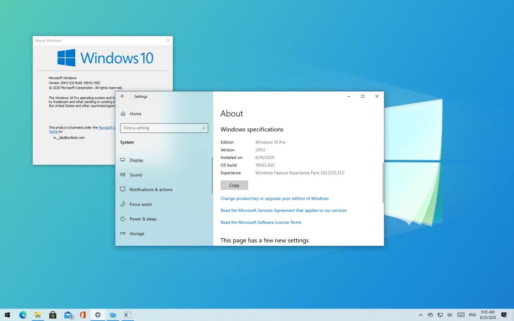 Windows 10 20h2 menu desktop