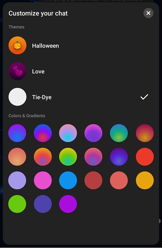 Facebook Messenger Customize Chat Theme Color